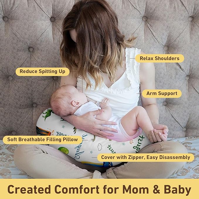 Dyoart Baby Nursing Pillow Cover,Personalized Comfortable Nursing Covers,Custom,Breastfeeding Pillow Slipcover for Bottle Feeding,Custom Gifts for Infant Boys Girls(one Size)
