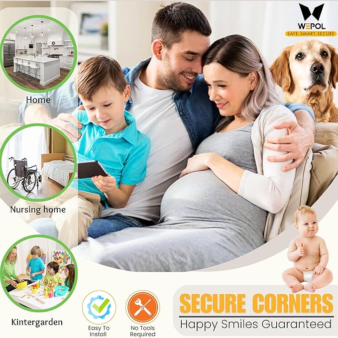 Soft Foam Corner Protectors for Baby, Bed Frame Corner Guards, Sharp Edge Desk Furniture Safety Cover Bumpers for Kids, 3M Adhesive Pre-Taped Rubber Padding Cushion (White, 12 Pack)