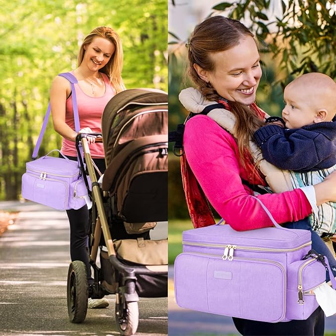 Breast Pump Bag Compatible with Spectra S1 and S2 with Insulated Compartment,Breast Pump Storage Bag with Water Resistant Mat for Pumping Essentials,Purple,Bag Only