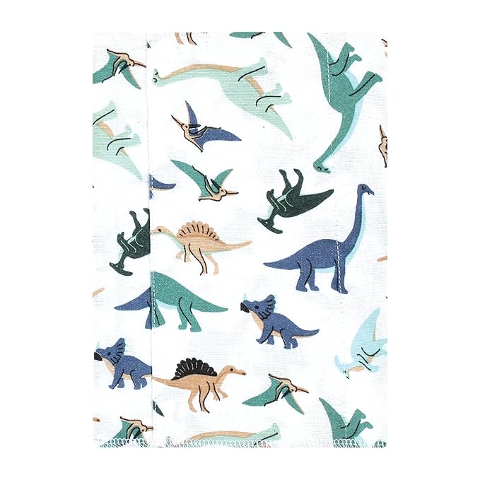 Hudson Baby Unisex Baby Cotton Flannel Burp Cloths 4-Pack, Dino Friends, One Size
