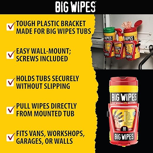 Big Wipes The Cage Heavy Duty Wipe Holder Bracket, Universal Wipes Container And Dispenser Alternative For Van, Workshop, Garage Or Mobile Trade Setups