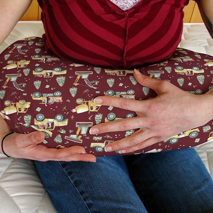 Red Christmas Construction Trucks Baby Nursing Pillow Covers for Boy Girl Dump Truck Excavator Animals Gifts Nursing Pillowcase for Breastfeeding Pillows Winter Holiday Soft Stretchy Slipcovers
