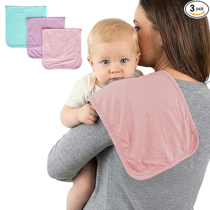 Caden Lane Premium Baby Burp Cloths, Ultra Soft & Absorbent, Gender Neutral for Newborn, Boy & Girl, Essentials for Feeding & Teething, Machine Washable, 3-Pack, Brights