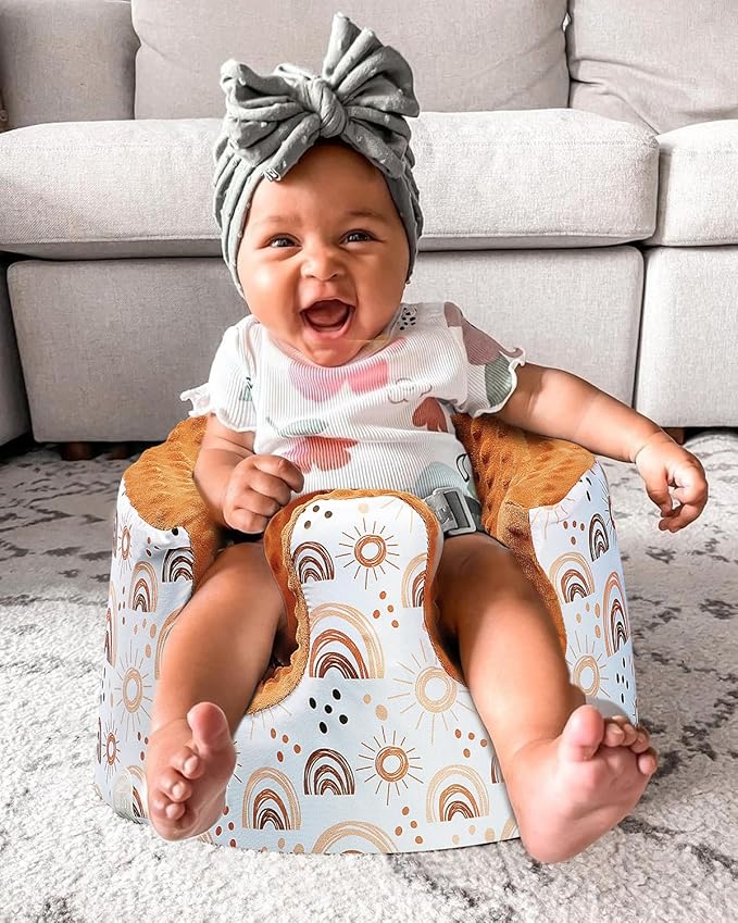 BOMOLOUR Seat Cover Compatible with Bumbo Seat and Nuby Seat, Floor Seat Cover for Boys and Girls, Removable Breathable Baby Seat Cover, New Designed, Anti-Slip, Seat Not Included, Rainbow