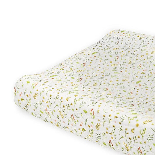 Little Unicorn Changing Pad Cover for Newborns & Infants | Soft & Breathable Muslin Fabric | Baby Diaper Changing Table Pad Cover (Floral Field)