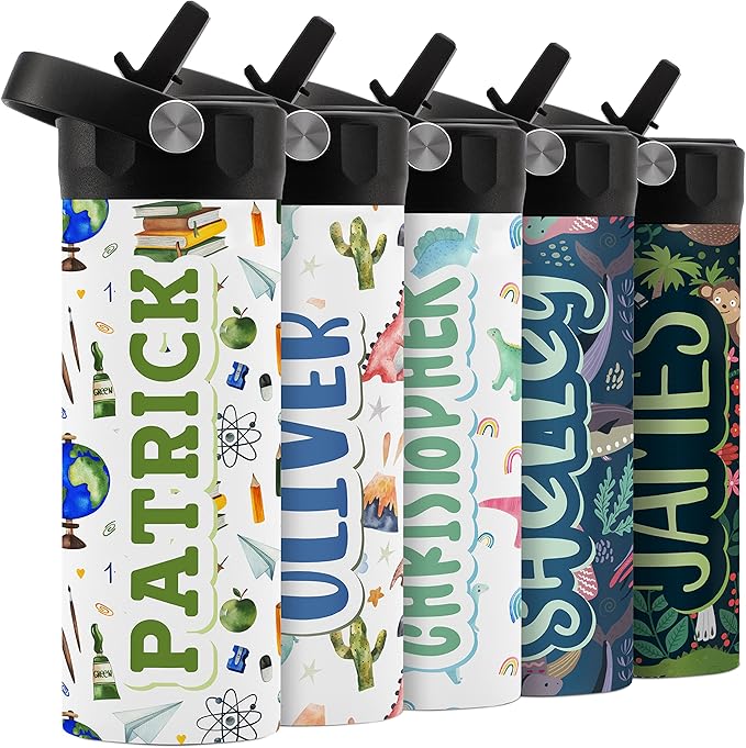 Personalized Water Bottle for Kids - 14 oz - 14 Design Options, Custom Water Bottle for Children - End of School Year Gifts, Back to School Gifts - BPA FREE, Double-Wall Insulation - Science