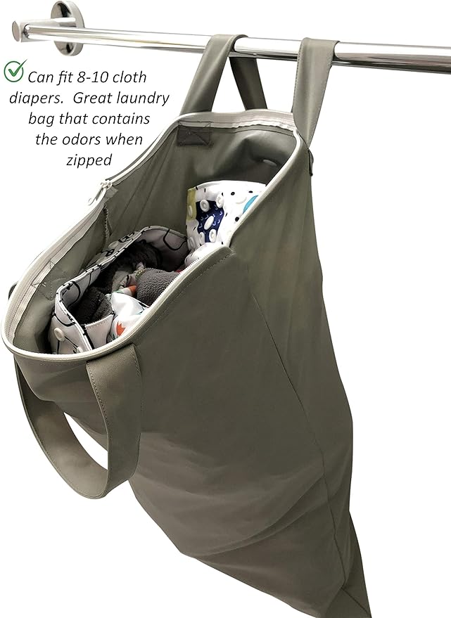 MOM & BAB Wet Bags for Baby Cloth Diapers, Swimsuits and Towels, Travel, Wet Dry Bag for Diaper Bag, Breast Pump Parts, Gym | Water & Odor Resistant (Black & Gray)