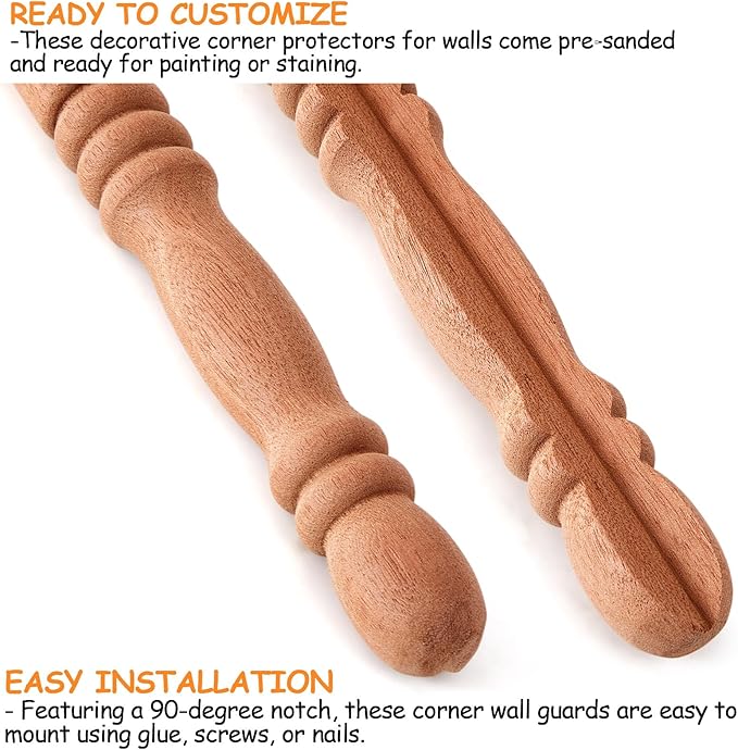 DoubleFill 1 Pack Sapele Wood Corner Guards for Wall Luxury Dark Wood Decorative Wall Corner Protector 39-1/2'' x 1'' Hardwood Edges Protect Trim for High End Home Decor, Easy Installation