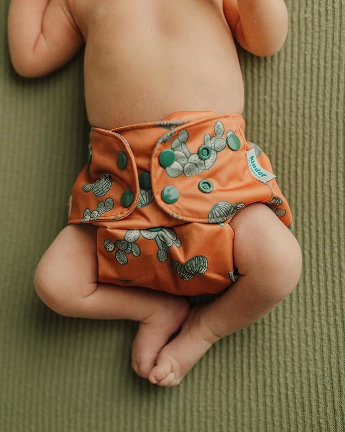Kinder Cloth Diapers Reusable Baby Diapers Pocket Style Athletic Wicking Jersey, Wet Bag, Newborn to Potty Training 7-60lbs, One Size, Inserts NOT Included (Western Wildlife, 5 Pack, Without Inserts)
