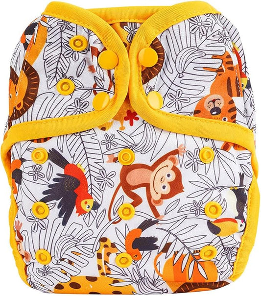 OsoCozy One Size Cloth Diaper Covers - Adjustable Snap Fit & Double Leg Gussets for Baby Boys & Girls from 8-35 Pounds. Use with Prefold, Flat or Fitted Cloth Diapers or Snap-in Inserts.