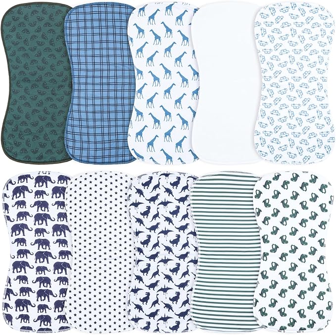 10-Pack Burp Cloths for Baby Boys and Girls - Organic Baby Burp Cloth,Baby Washcloths, Burp Rags, Large Neutral Burp Clothes for Newborn