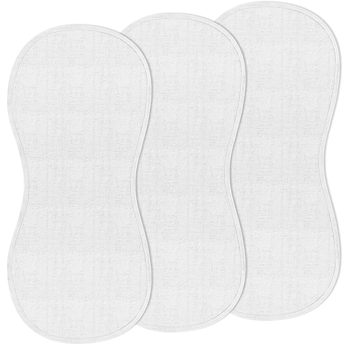 Hahafelt 3 Pcs Changing Pad Liners Fits in Peanut Shape Changing Pad Waterproof Diaper Mats Organic Cotton Peanut Mats are Warm on a Baby's Back, Washable Reusable(Simple Style,White)