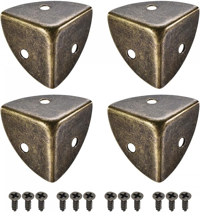 uxcell 30x30x30mm Metal Box Corner Protectors Edge Guard Bronze Tone 20pcs for Table Corners and Desk Corners