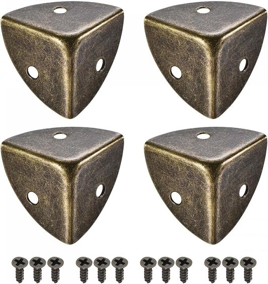 uxcell 30x30x30mm Metal Box Corner Protectors Edge Guard Bronze Tone 20pcs for Table Corners and Desk Corners