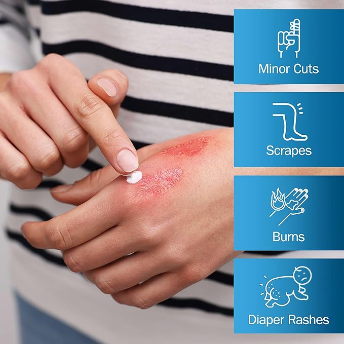 Zinc Oxide Ointment for Adults and Babies - Pack of 6, 1 oz Diaper Rash Ointment - Skin Protectant for Diaper Rashes, Cuts, and Burns