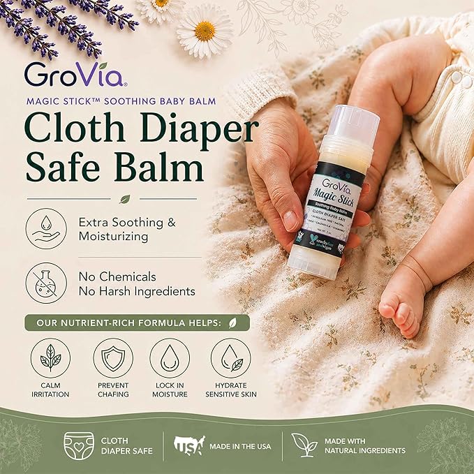 GroVia All Natural Magic Stick Baby Diaper Balm for Baby Diapering (2 oz) - Unscented