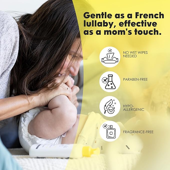 La Petite Creme French Premium Liniment Baby Lotion - Diaper Cream Alternative to Wet Wipes - Gentle Moisturizer & Skin Cleanser, USDA Certified Organic Ingredients - Newborn Essentials (8 oz)