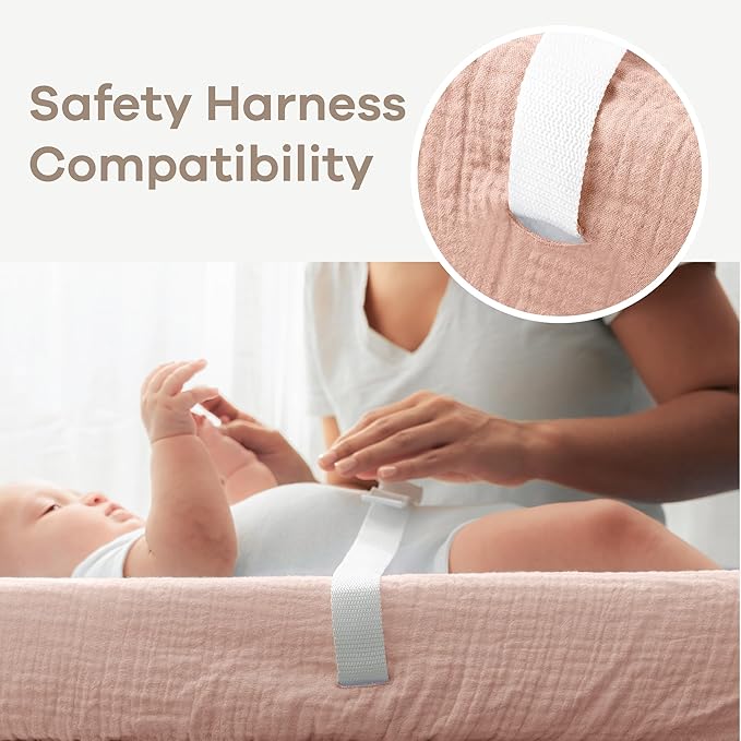 Comfy Cubs Muslin Fitted Changing Pad Cover Pack of 2, Mauve and Blush - Soft, Breathable & Washable 100% Cotton Fitted Sheet for Baby's Comfort - Universal Fit for Flat & Curved Baby Changer Pad