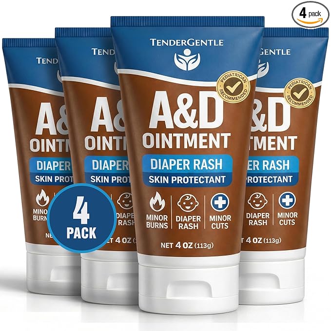 Vitamin A&D Ointment for Baby Diaper Rashes - 4 oz Tube, 4 Pack - A and D Ointment for Adults, Seniors, and Babies