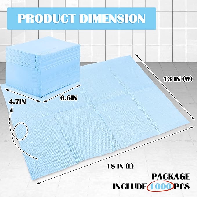 Mixweer 1000 Pcs Baby Disposable Changing Pads 13 x 18 Inch Quick Absorb Blue Diaper Changing Table Pads Sanitary Liners Soft Waterproof for Baby Child Adult Pets Travel Change Stations