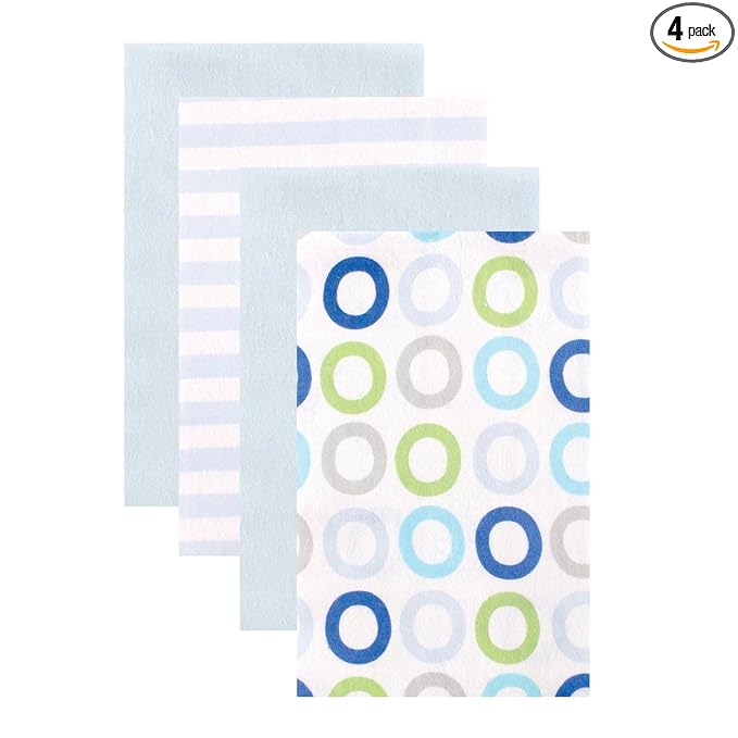 Luvable Friends Unisex Baby Flannel Burp Cloths, Blue, One Size