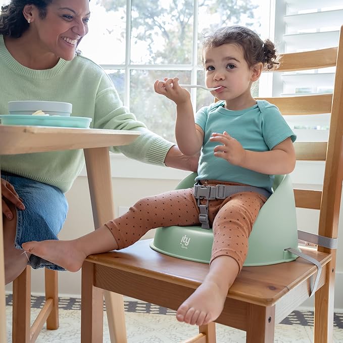 Ingenuity: ity by Ingenuity My Spot Easy-Clean Baby Booster Feeding Chair, 3-Point Harness, Washable Removable Straps - Green