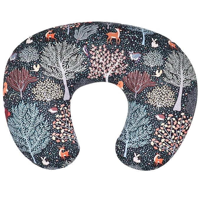 Baby Nursing Pillow Cover, Woodland Breastfeeding Pillow Slipcover, 2PACK, Nursing Pillow Case for Newborn, Soft Fabric Fits Snug On Infant, Washable and Breathable, Animals Deer Rabbit
