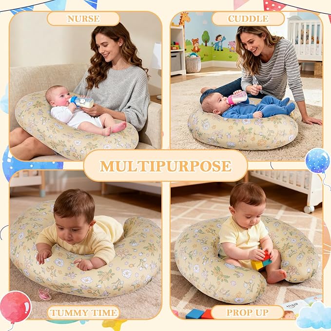 Nursing Pillow, Ergonomic Breastfeeding Pillow for Breastfeeding & Bottle Feeding, Standard Size Breathable with Washable Cover, Hypoallergenic (0-12Months)