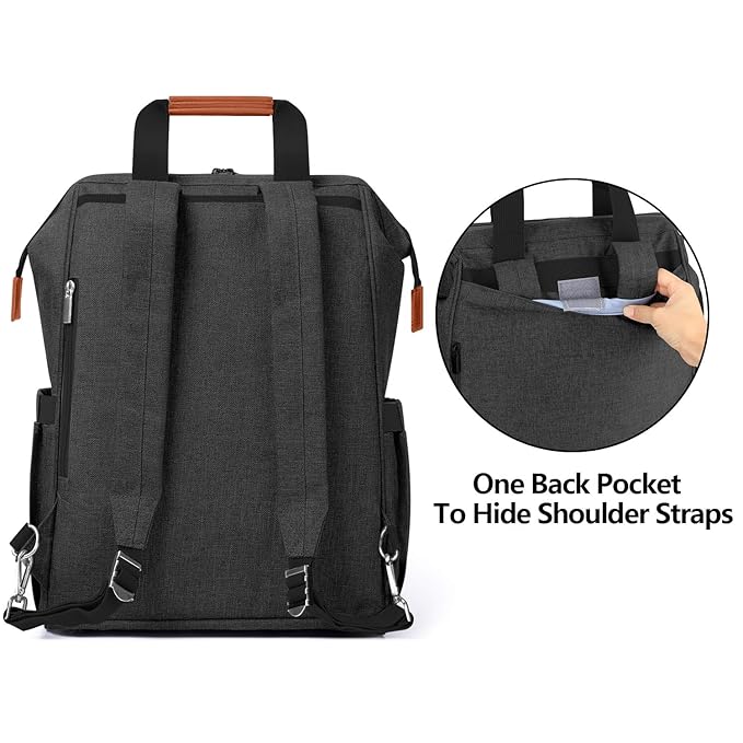 LUXJA Breast Pump Bag with Compartments for Cooler Bag and Laptop, Breast Pump Backpack with 2 Options for Wearing (Fits Most Major Breast Pump, Suitable for Working Mothers), Black