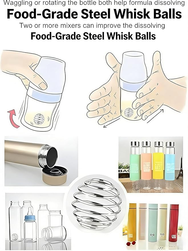 5-Pack Formula Mixers,Milkshake Protein Shaker Ball For Baby Formula Bottle,304 Stainless Steel Wire Mixer Mixing Ball For Small Shaker,Drinking Bottle Cup