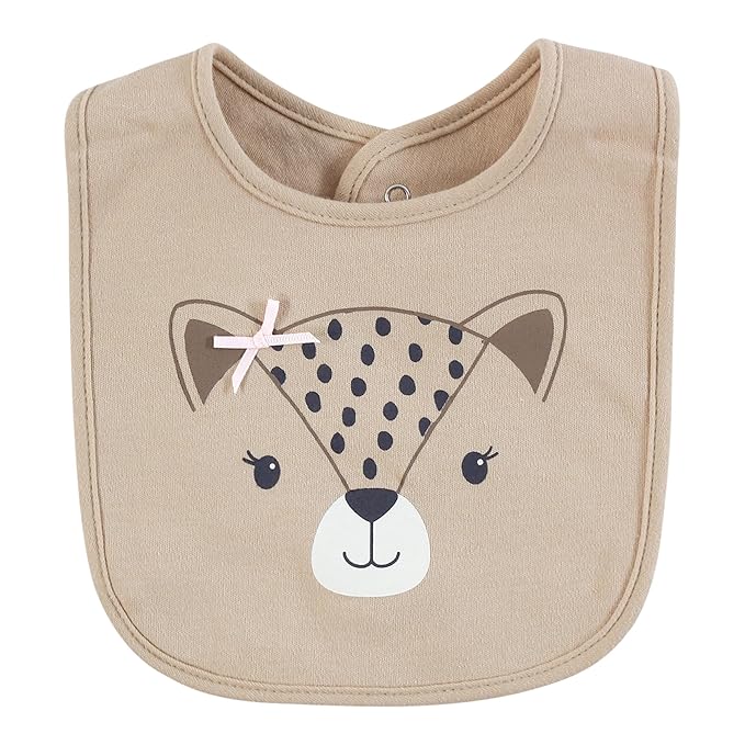 Hudson Baby Infant Girl Cotton Bibs, Sassy Cheetah, One Size