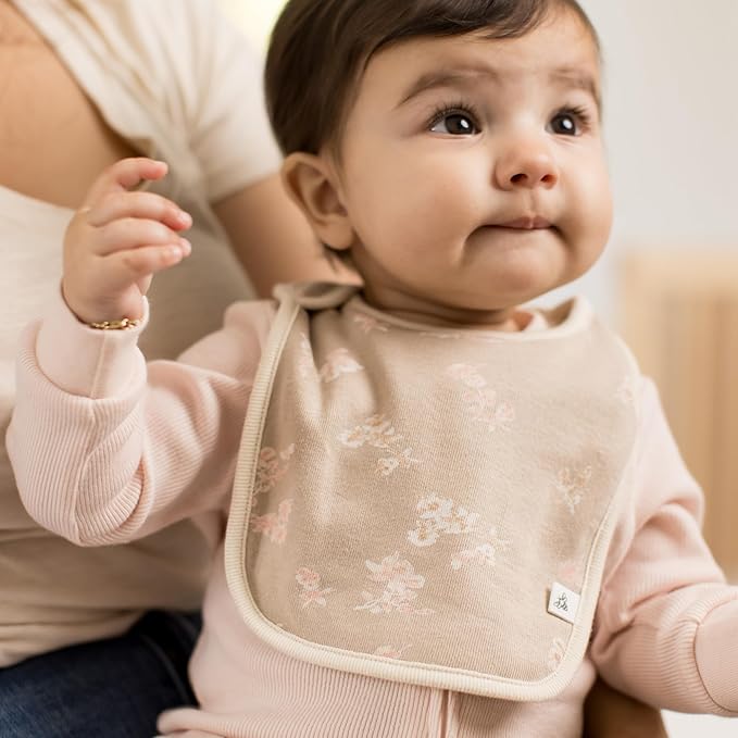 Burt’s Bees Baby Unisex Baby Bibs, Lap-Shoulder Drool Cloths, 100% Organic Cotton with Absorbent Terry Towel Backing Bibs