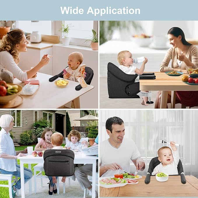 Hook On High Chair, Portable Foldable Clip On Baby Travel High Chair, Lightweight Feeding Seat with Storage Bag, BPA-Free Safety Harness for Home Restaurant (Bright Blue)