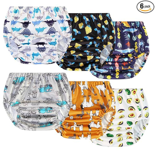 Joyo roy 6Pcs Plastic Underwear Covers for Potty Training 3T Rubber Pants for Toddlers Rubber Training Pants for Toddlers Plastic Training Pants Baby Diaper Covers Toddler Waterproof Diaper Cover