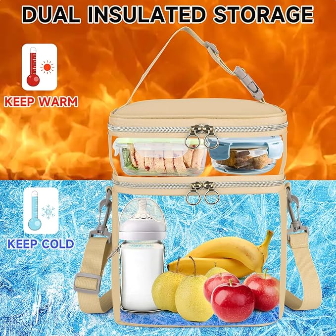 Breastmilk Cooler Bag with Ice Pack, Insulated Baby Bottle Tote Bags Fits 6 Bottles Up to 9 Ounce, Double Layer Breastmilk Travel Carrying Case for Nursing & Working Mom