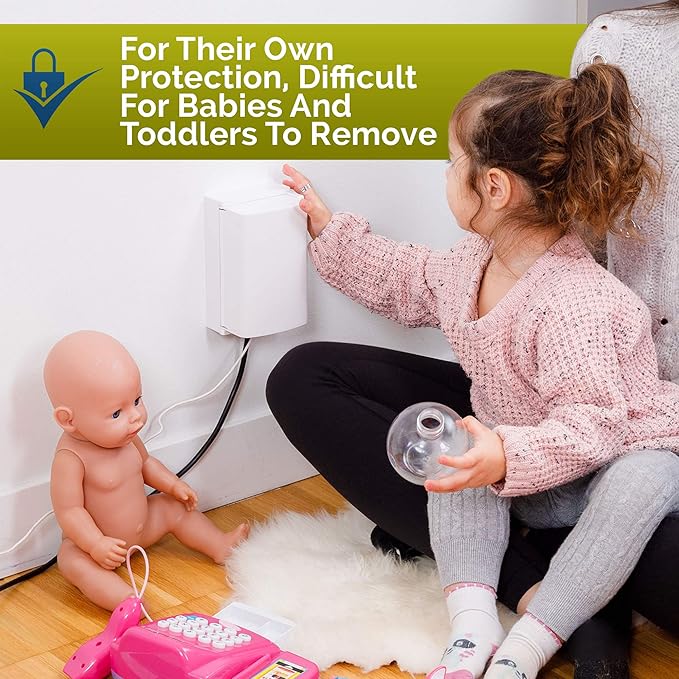 Outlet Cover BOX Baby Proofing (2 Pack) Patented Dual-Lock for Much Better Toddler Proofing, Easier Operation, Simple 3 Step Install with Included Screws. Provides Extra Space Inside for Plugs (White)