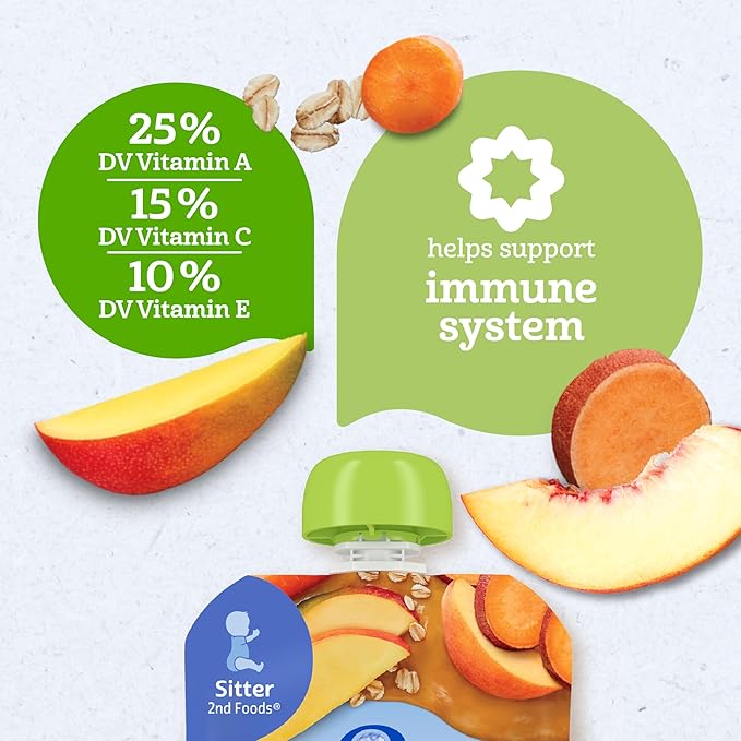 Gerber Organic Baby Food Pouches, Toddler, WonderFoods, Mango Peach Carrot Sweet Potato & Oatmeal, 3.5 Ounce (Pack of 12)