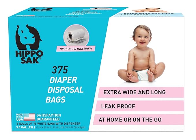 Hippo Sak Diaper Disposal Bags, 375 Count, White