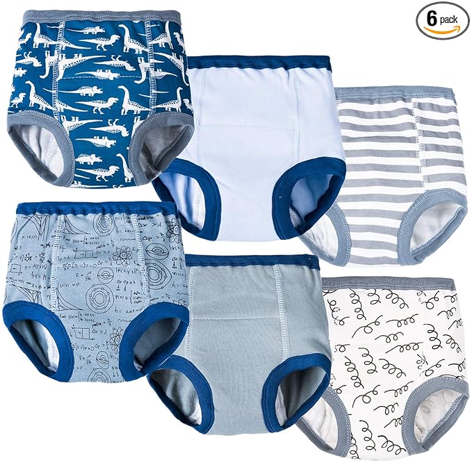 Joyo roy 6Pcs Toddler Potty Training Underwear 3T 100% Cotton Soft Boys Underwear for Toddler Boys Toilet Training Pants 3T-4T Absorbent Kid Confident Waterproof Pee Pants with Potty Sticker Chart