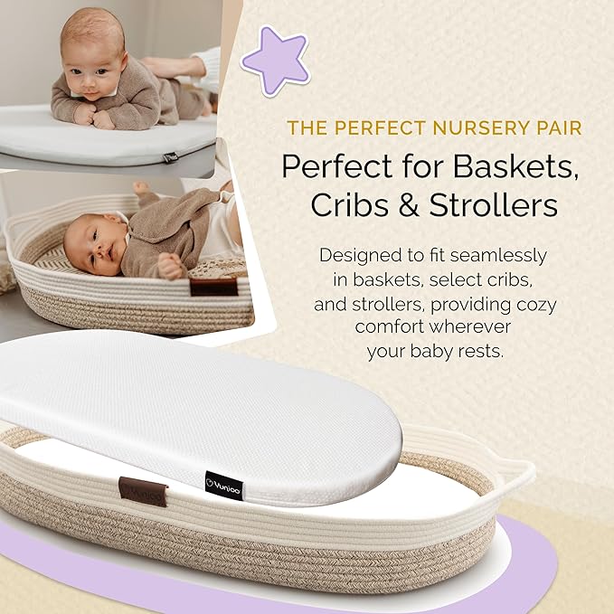 Yunioo Foldable Baby Changing Pad 29” x 15” - Waterproof & Ultra Soft Mattress for Diaper Changing Station - Portable Table Topper & Moses Basket Replacement - Easy to Clean