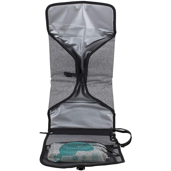 BODHI Baby Portable Water Resistant Diaper Changing Pad & Diaper Changing Kit Travel Bag Baby Station On The Go, Mid Gray Chambray