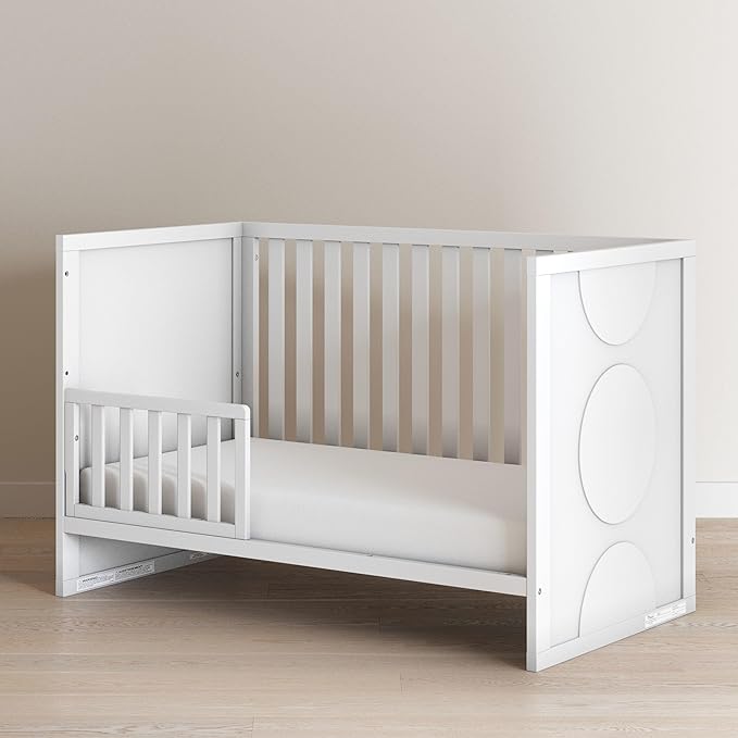 Child Craft Toddler Bed Guard Rail Converts London and Hampton 4-in-1 Convertible Crib into Toddler Bed, Made of Pinewood, Non-Toxic Finish (Matte White)