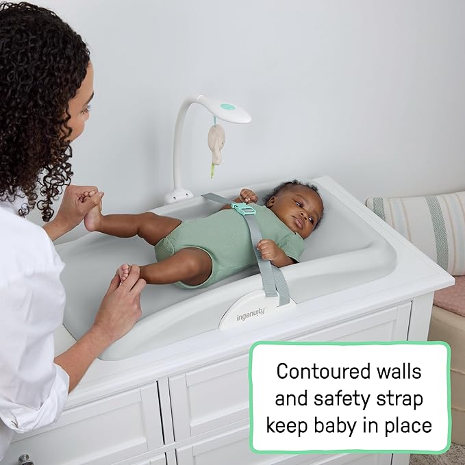 Ingenuity Day & Night Sylvi Baby Changing Pad - Includes Nightlight with Red Light Option to Promote Better Sleep, Easy to Wipe Clean, Ages 0M+
