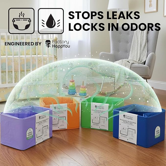 Factory Happyou® Pack of 4 Refills Compatible with Dekor PLUS Diaper Pails (NOT COMPATIBLE WITH DEKOR CLASSIC). A Refill is 394 in Long, 30% Thicker. Odor Control. Each Refill Holds up to 600 Diapers