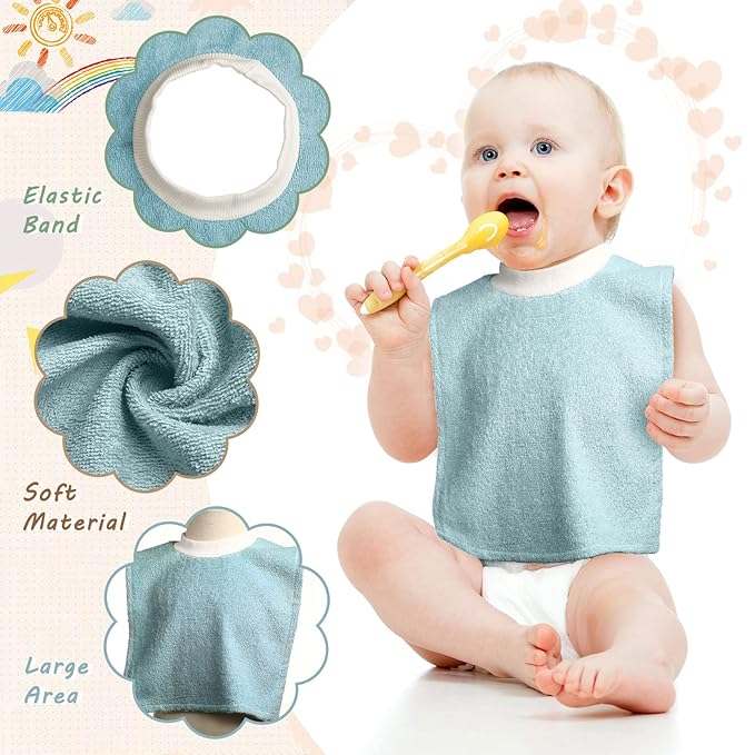 Foaincore 6 Pcs Pullover Baby Bibs Cotton Terry Toddler Absorbent Infant for Feeding and Drooling Towel Bib (Fresh Color)
