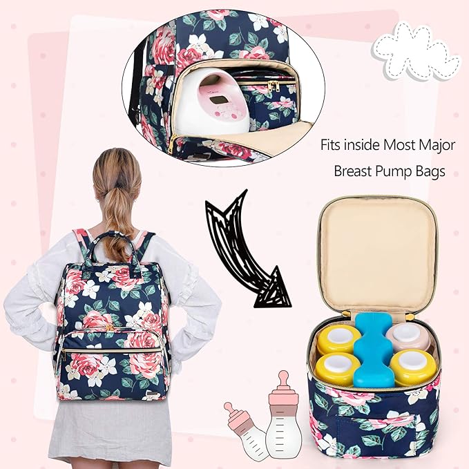 Teamoy Breastmilk Cooler - Bottle Bag for 4 Large 5 Oz Bottles, Perfect for Working Moms, Peony