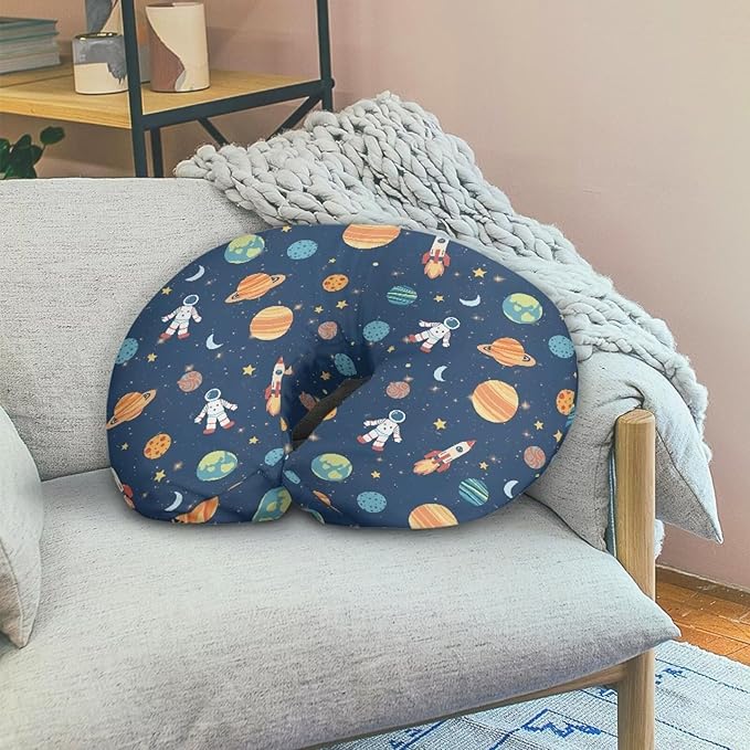 Cartoon Spaceman Nursing Pillow Cover with Hidden Zipper Soft & Breathable & Skin Friendly for Moms/Baby Stretchy Nursing Pillow Cover