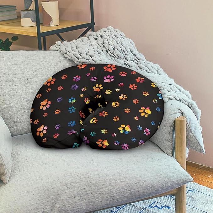 Forchrinse Colorful Dog Paw Print Nursing Pillow Cover for Baby Boys Girls,Soft Breastfeeding Pillow Cover Infant Feeding Cushion Cover Washable