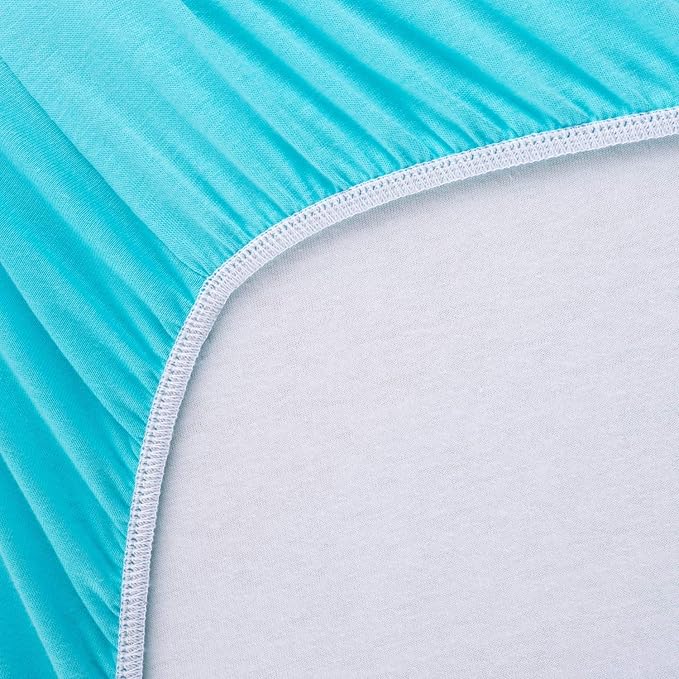 SheetWorld Baby Fitted Moses Basket Sheet 13 x 27 inches, 100% Cotton Jersey Hypoallergenic Sheet, Unisex Boy Girl, Solid Aqua, Made in USA