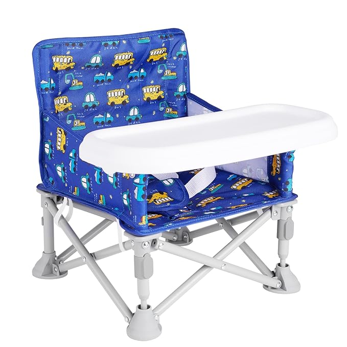 Portable Baby Chair, Folding Booster Seat with Tray for Dining Table Compact Camping Chair for Lawn Beach Travel Babies 6-36 Months